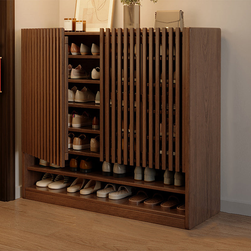 Traditional Chinese Rectangular Solid Wood Shoe Storage 7-Tier For Entryways