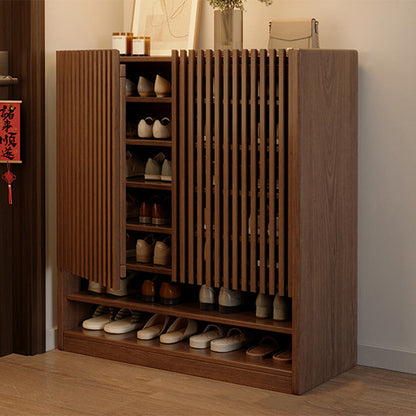 Traditional Chinese Rectangular Solid Wood Shoe Storage 7-Tier For Entryways
