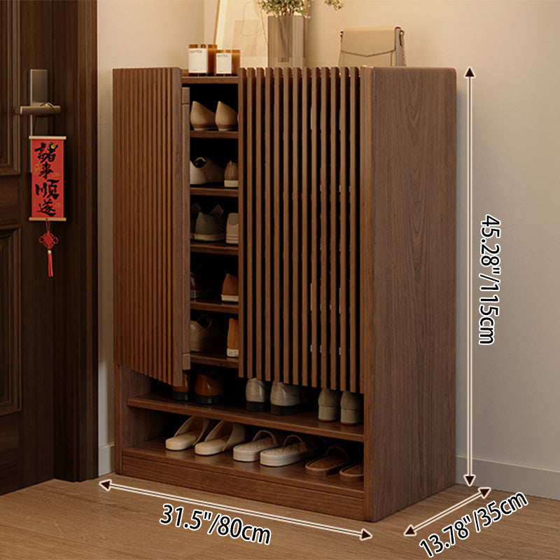 Traditional Chinese Rectangular Solid Wood Shoe Storage 7-Tier For Entryways