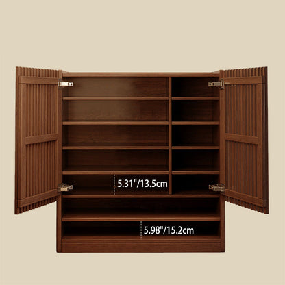 Traditional Chinese Rectangular Solid Wood Shoe Storage 7-Tier For Entryways