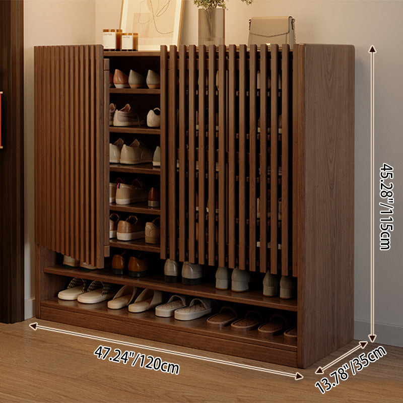 Traditional Chinese Rectangular Solid Wood Shoe Storage 7-Tier For Entryways