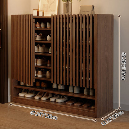 Traditional Chinese Rectangular Solid Wood Shoe Storage 7-Tier For Entryways