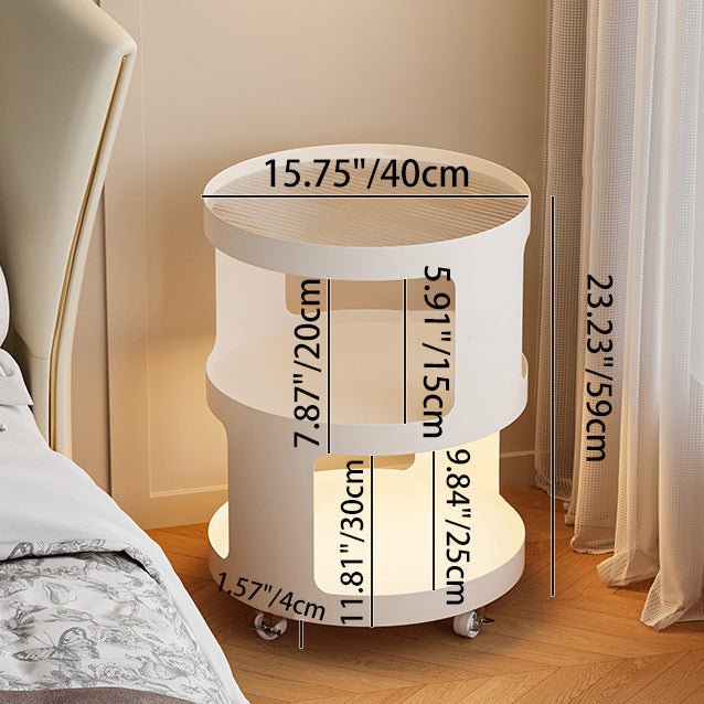 Modern Minimalist Square Round Glass Iron Movable End Table 3-Tier For Living Room