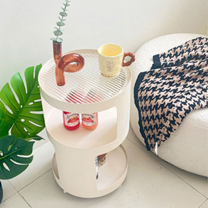 Modern Minimalist Square Round Glass Iron Movable End Table 3-Tier For Living Room