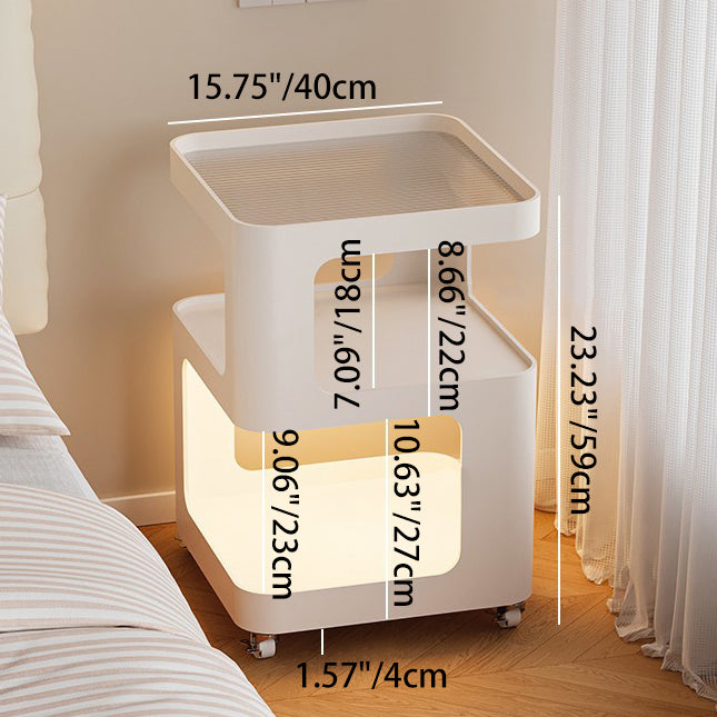 Modern Minimalist Square Round Glass Iron Movable End Table 3-Tier For Living Room
