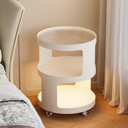 Modern Minimalist Square Round Glass Iron Movable End Table 3-Tier For Living Room