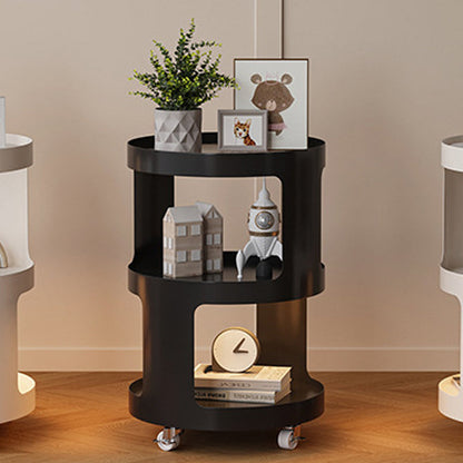 Modern Minimalist Square Round Glass Iron Movable End Table 3-Tier For Living Room