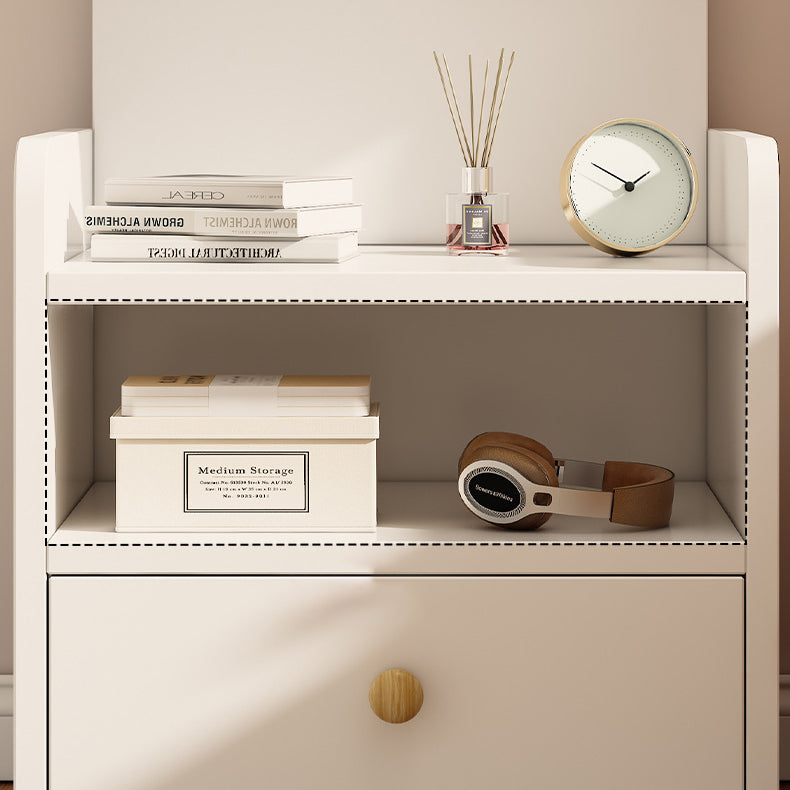 Modern Minimalist Square Rectangular Malacca Wood MDF Nightstand 1/2-Drawer For Bedroom