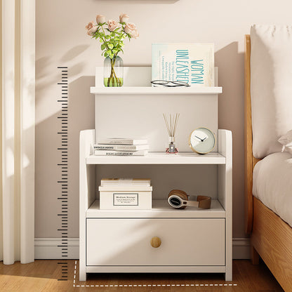 Modern Minimalist Square Rectangular Malacca Wood MDF Nightstand 1/2-Drawer For Bedroom