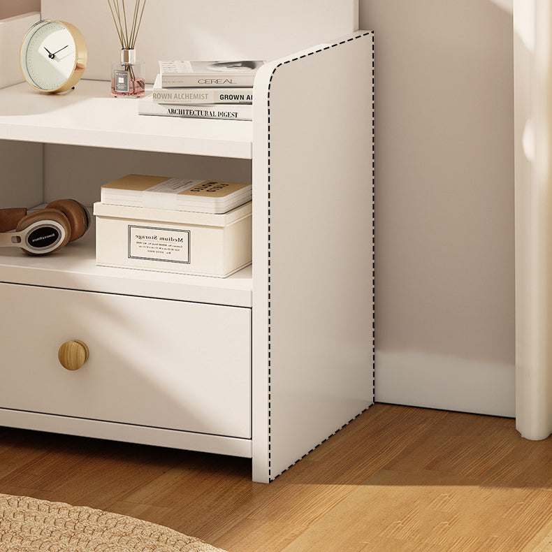 Modern Minimalist Square Rectangular Malacca Wood MDF Nightstand 1/2-Drawer For Bedroom