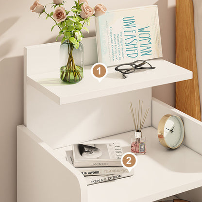 Modern Minimalist Square Rectangular Malacca Wood MDF Nightstand 1/2-Drawer For Bedroom