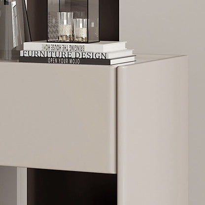 Modern Minimalist Square Rectangular Stone Slab Solid Wood Plywood Pine Wood Nightstand 1-Drawer For Bedroom