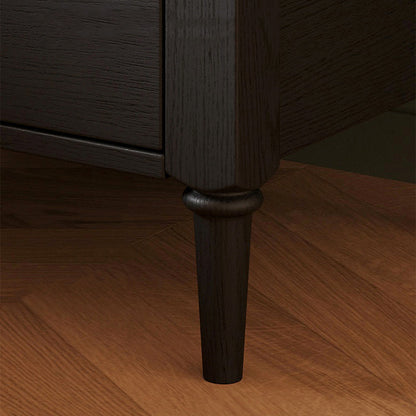 Contemporary Retro Square Rectangular Ash Wood Rubberwood Solid Wood Plywood Nightstand 2-Drawer For Bedroom