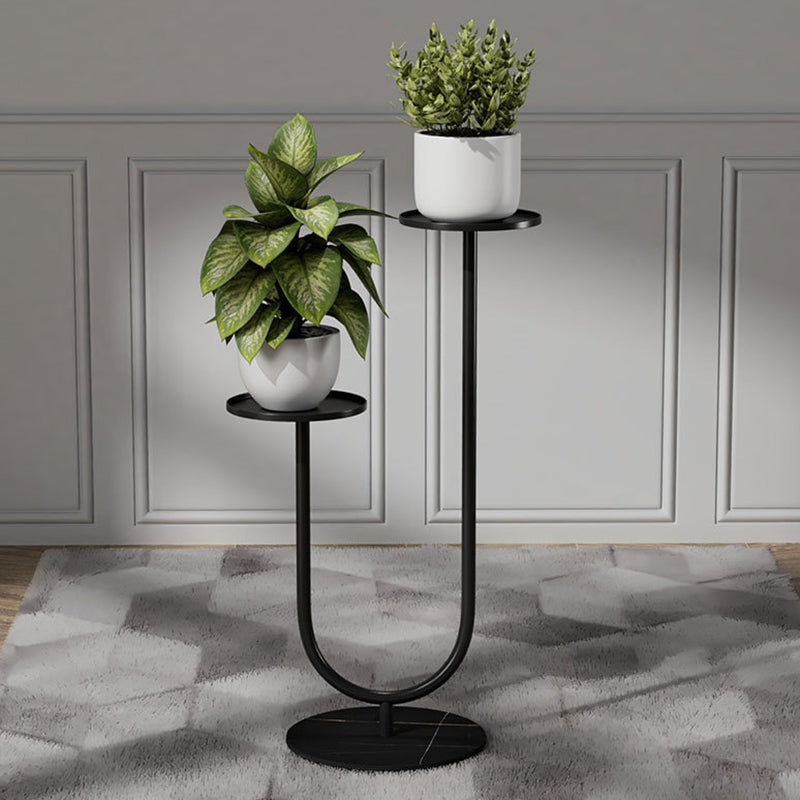Contemporary Nordic Round Iron Stone Slab Display Rack 2-Tier For Living Room