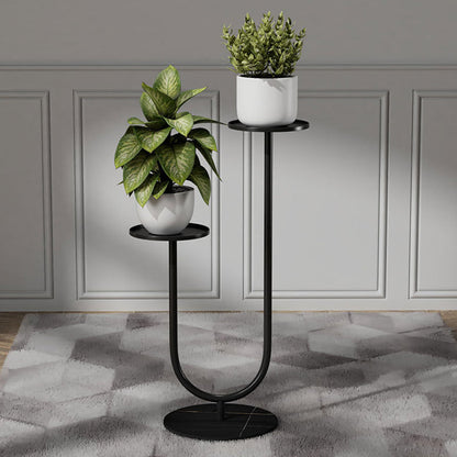 Contemporary Nordic Round Iron Stone Slab Display Rack 2-Tier For Living Room