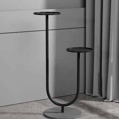 Contemporary Nordic Round Iron Stone Slab Display Rack 2-Tier For Living Room