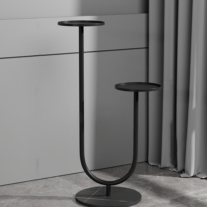 Contemporary Nordic Round Iron Stone Slab Display Rack 2-Tier For Living Room