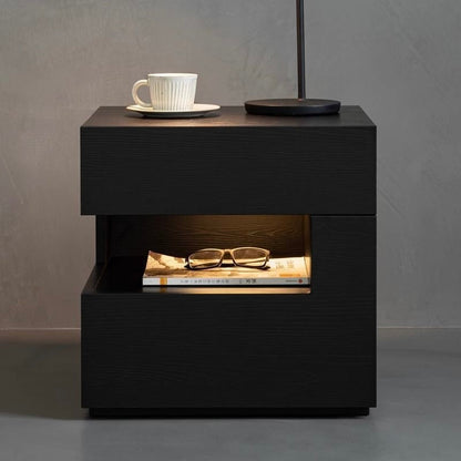 Modern Minimalist Square Rectangular Particle Board Nightstand 2-Tier For Bedroom