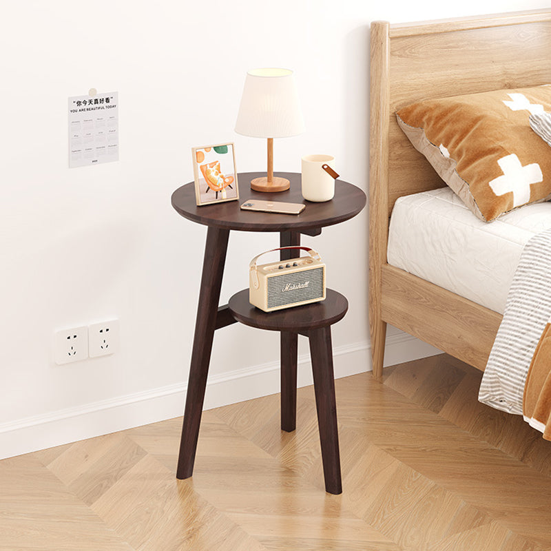 Modern Minimalist Round Nan Bamboo End Table 2-Tier For Living Room