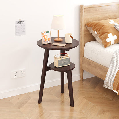 Modern Minimalist Round Nan Bamboo End Table 2-Tier For Living Room
