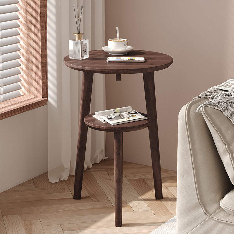 Modern Minimalist Round Nan Bamboo End Table 2-Tier For Living Room
