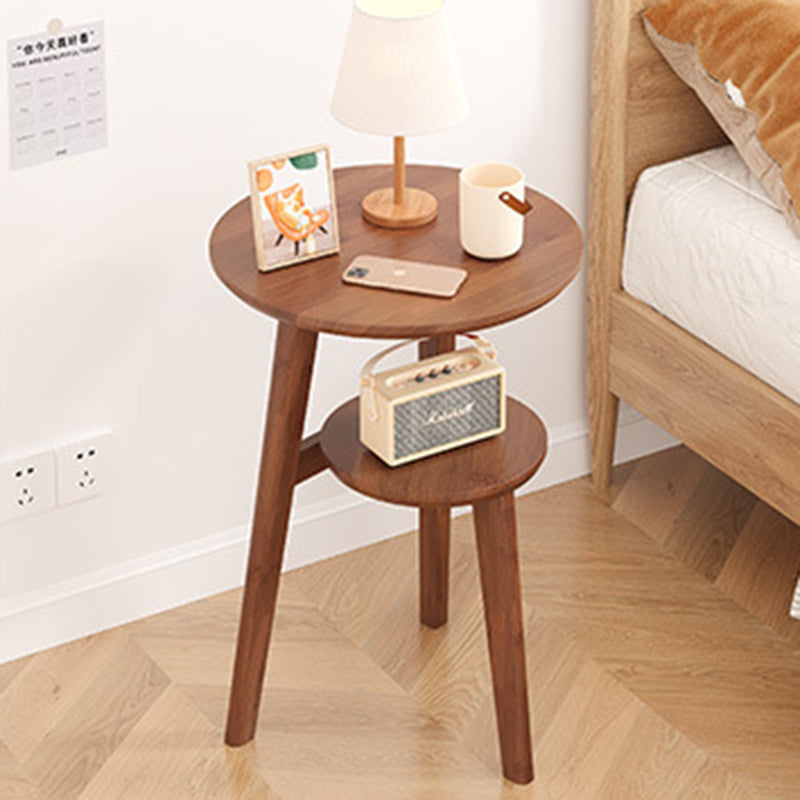 Modern Minimalist Round Nan Bamboo End Table 2-Tier For Living Room