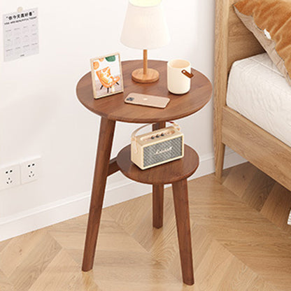 Modern Minimalist Round Nan Bamboo End Table 2-Tier For Living Room