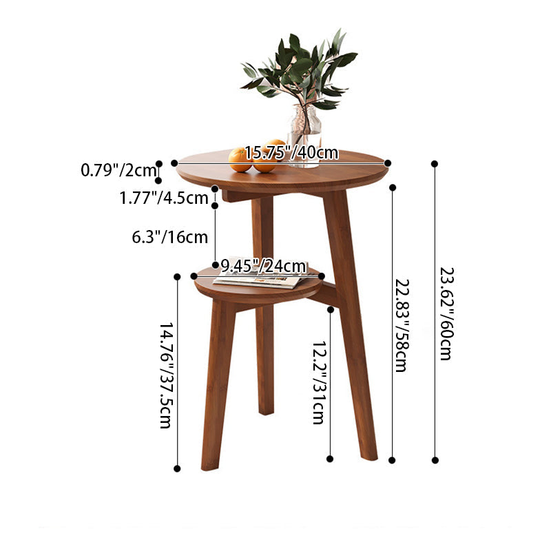 Modern Minimalist Round Nan Bamboo End Table 2-Tier For Living Room