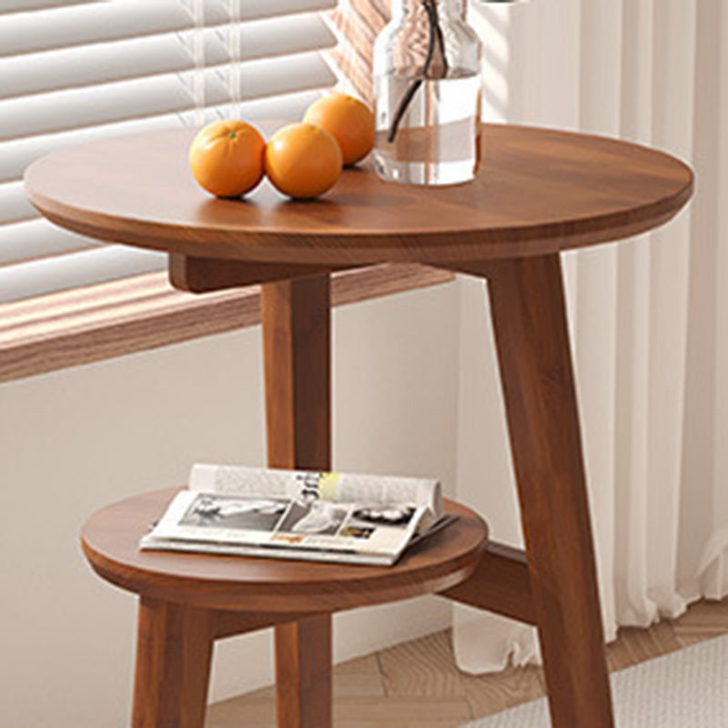 Modern Minimalist Round Nan Bamboo End Table 2-Tier For Living Room