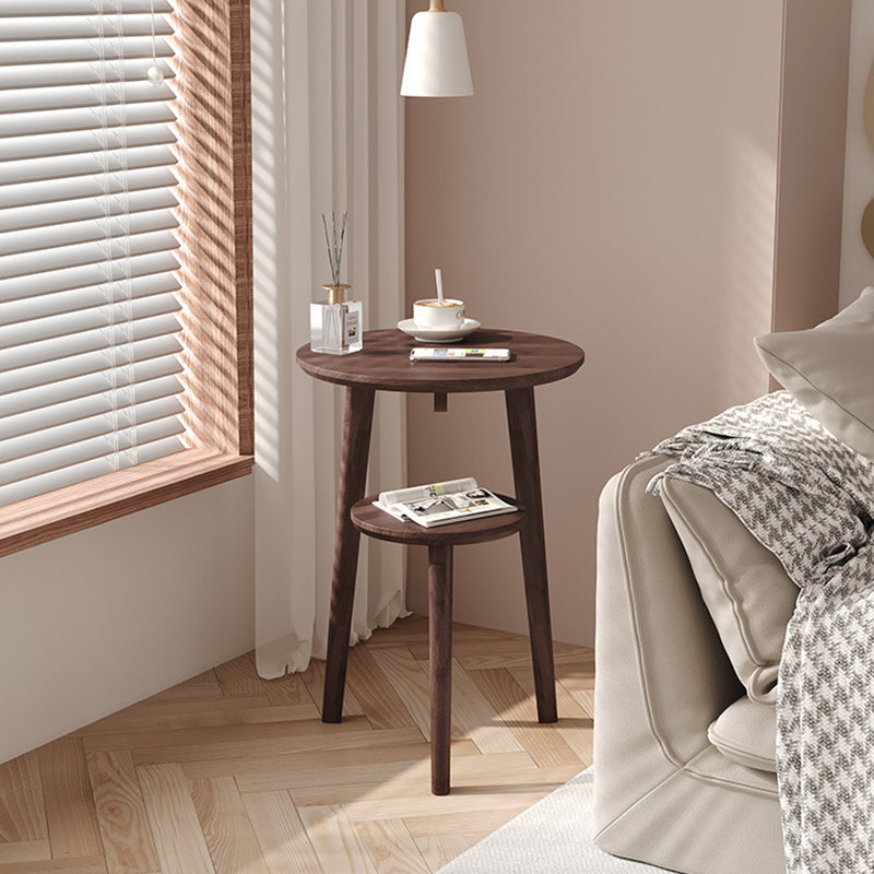 Modern Minimalist Round Nan Bamboo End Table 2-Tier For Living Room
