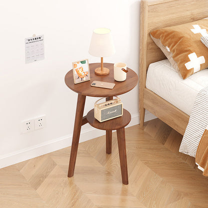 Modern Minimalist Round Nan Bamboo End Table 2-Tier For Living Room