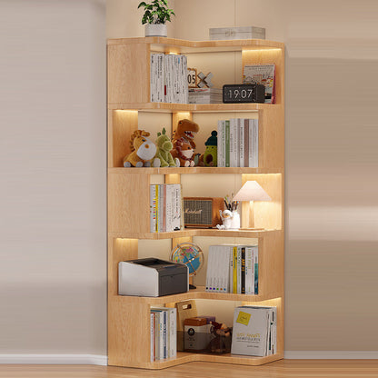 Modern Minimalist L-shaped Solid Wood Plywood Corner Shelf Unit 3/4/5-Tier For Living Room