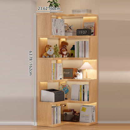 Modern Minimalist L-shaped Solid Wood Plywood Corner Shelf Unit 3/4/5-Tier For Living Room
