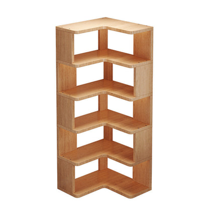 Modern Minimalist L-shaped Solid Wood Plywood Corner Shelf Unit 3/4/5-Tier For Living Room
