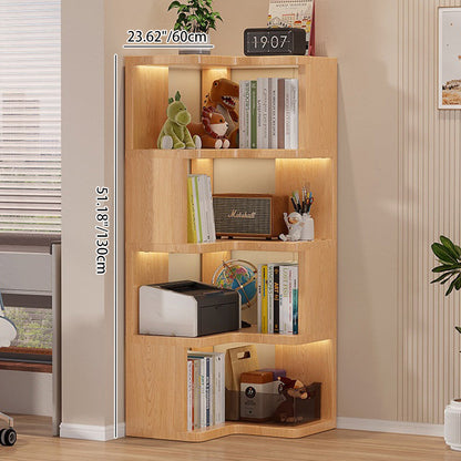 Modern Minimalist L-shaped Solid Wood Plywood Corner Shelf Unit 3/4/5-Tier For Living Room