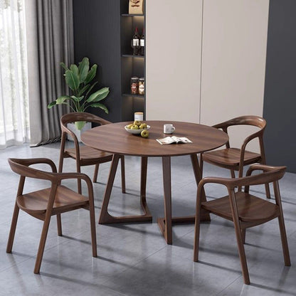 Contemporary Nordic Round Rubberwood Dining Table For 4 Seats