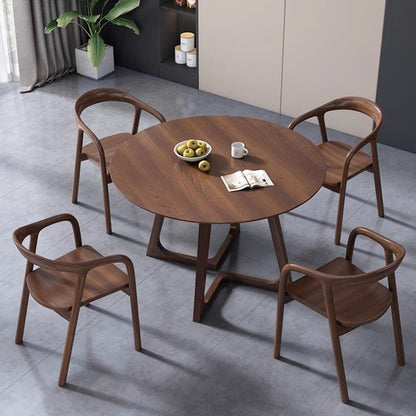Contemporary Nordic Round Rubberwood Dining Table For 4 Seats