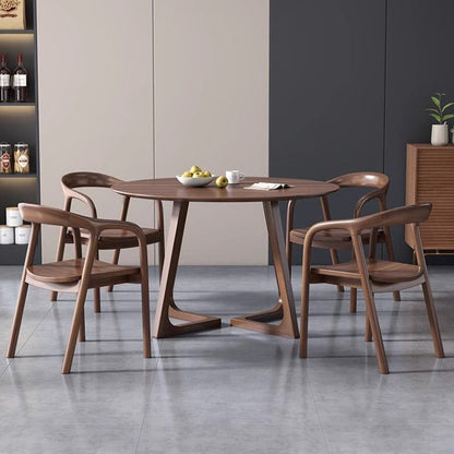Contemporary Nordic Round Rubberwood Dining Table For 4 Seats