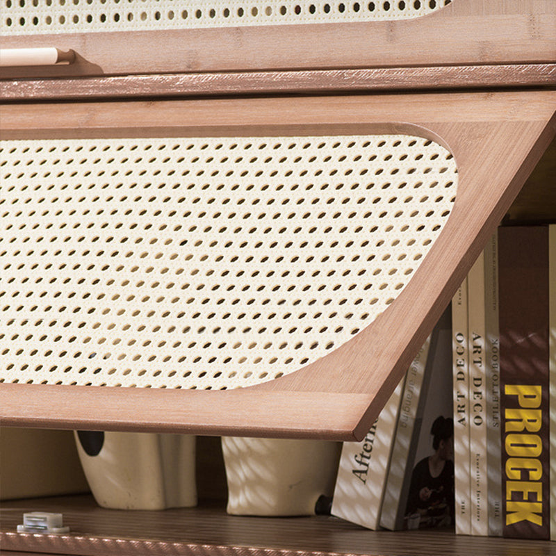 Contemporary Retro Rectangular Nan Bamboo Plastic Rattan Weaving Storage Cabinet 3/4/5-Tier For Living Room