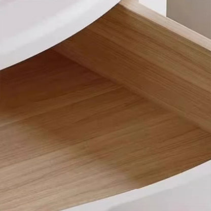 Contemporary Creative Round MDF Pine Wood Carbon Steel Coffee Table 1-Drawer For Living Room