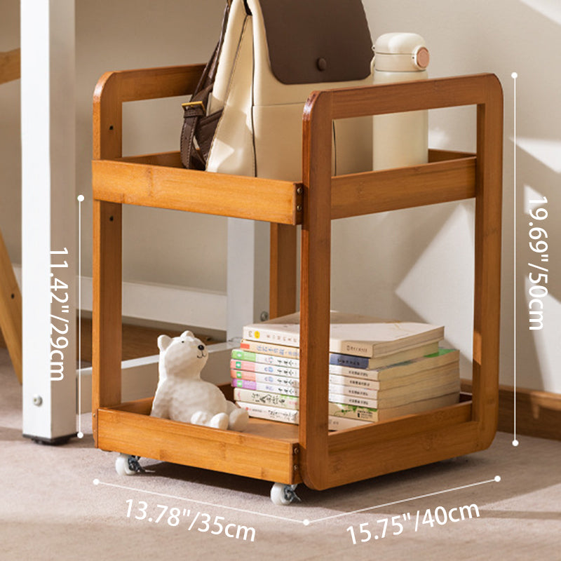 Modern Minimalist Square Rectangular Acrylic Plastic Rattan Nan Bamboo Weaving Movable End Table 2-Tier For Living Room