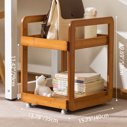 Modern Minimalist Square Rectangular Acrylic Plastic Rattan Nan Bamboo Weaving Movable End Table 2-Tier For Living Room