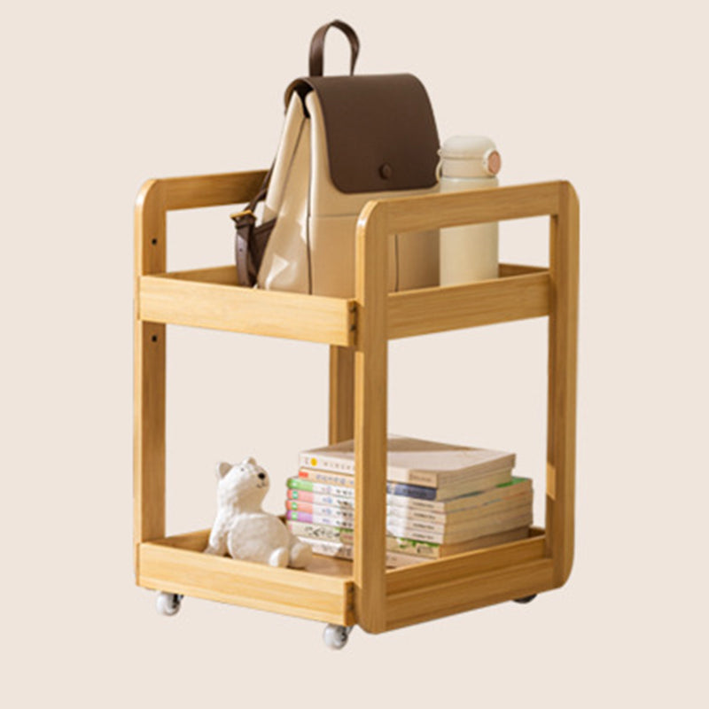 Modern Minimalist Square Rectangular Acrylic Plastic Rattan Nan Bamboo Weaving Movable End Table 2-Tier For Living Room