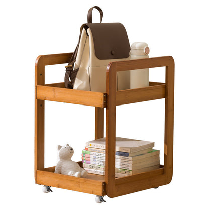 Modern Minimalist Square Rectangular Acrylic Plastic Rattan Nan Bamboo Weaving Movable End Table 2-Tier For Living Room