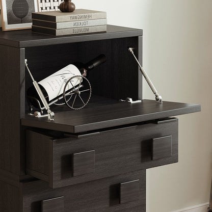 Contemporary Retro Square Rectangular MDF Stackable Nightstand 1-Drawer For Bedroom