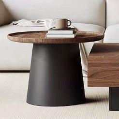 Contemporary Retro Square Round Rubberwood Pine Wood Stainless Steel Coffee Table 4-Drawer For Living Room