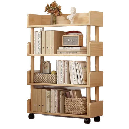 Modern Minimalist Rectangular MDF Movable Bookshelf 3/4-Tier For Living Room
