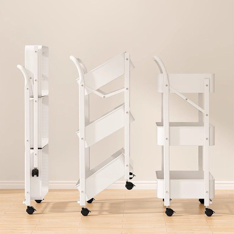 Modern Minimalist Rectangular Plastic Carbon Steel Movable Foldable End Table 3-Tier For Living Room