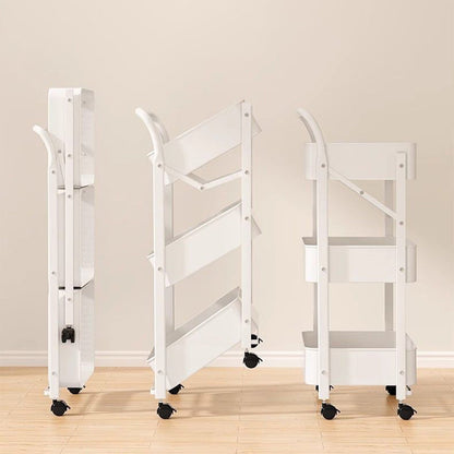 Modern Minimalist Rectangular Plastic Carbon Steel Movable Foldable End Table 3-Tier For Living Room