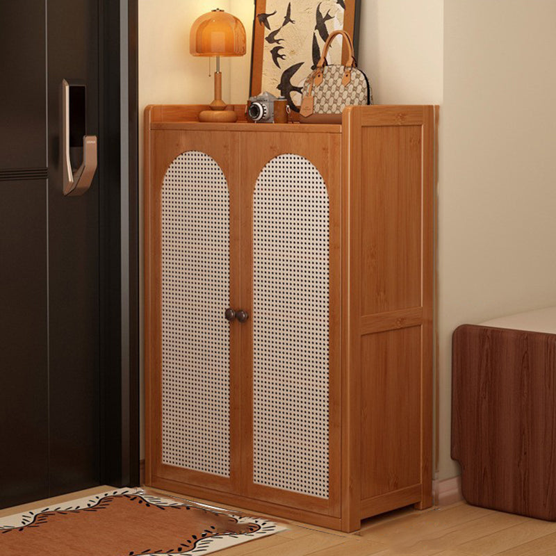 Traditional Japanese Rectangular Nan Bamboo Plastic Rattan MDF Weaving Shoe Storage 6/7/8-Tier For Entryways